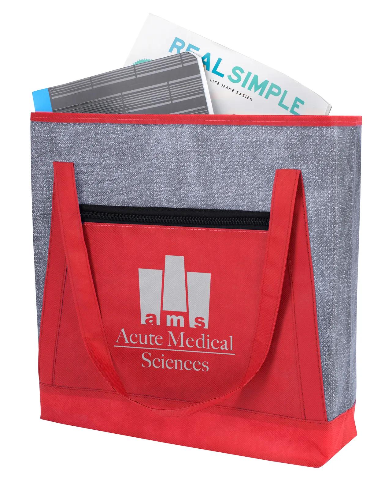 Heathered RPET Non-Woven Tote in Red - product view 9