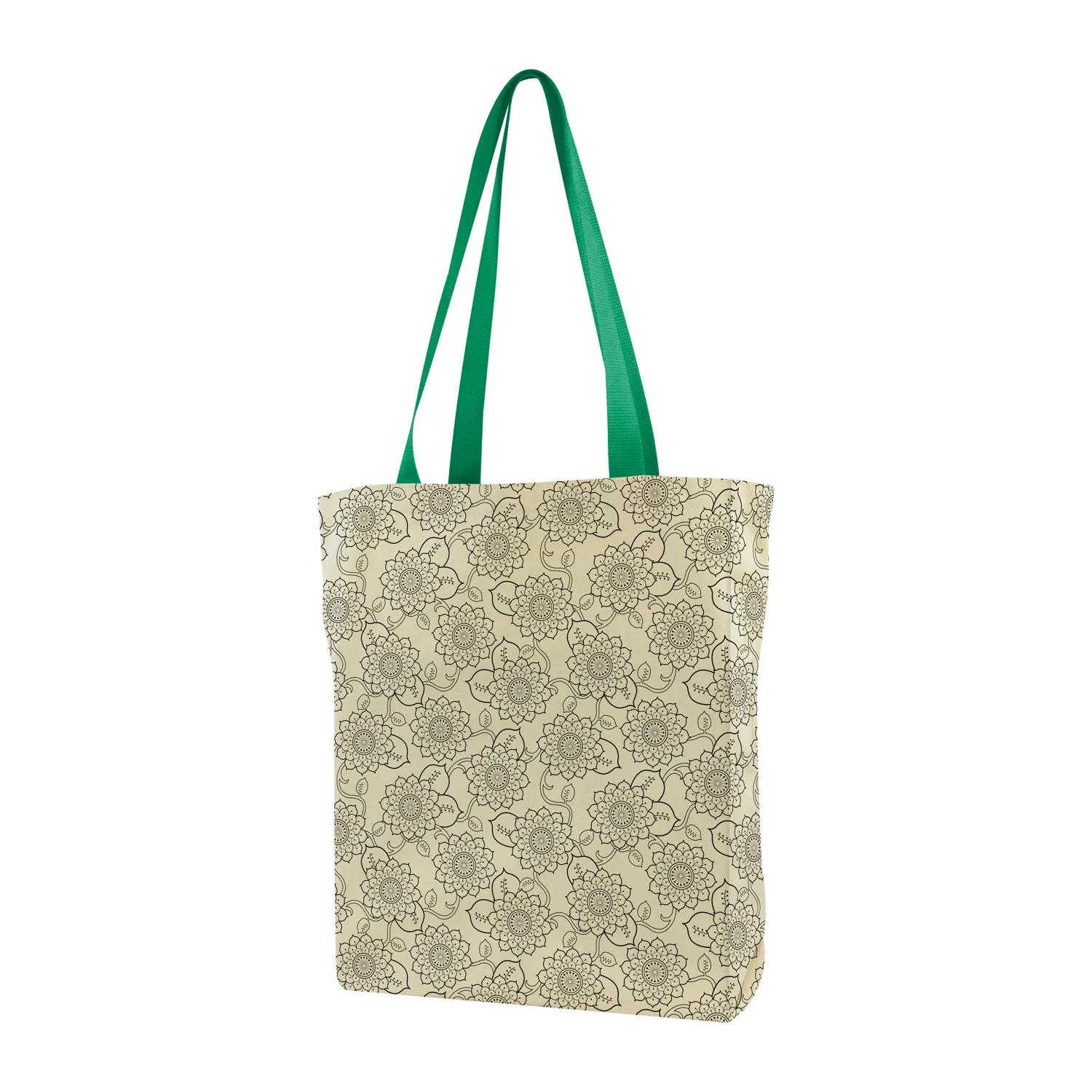 Made-to-Order Gusseted Tote All-Over Print in Green handles - product view 4