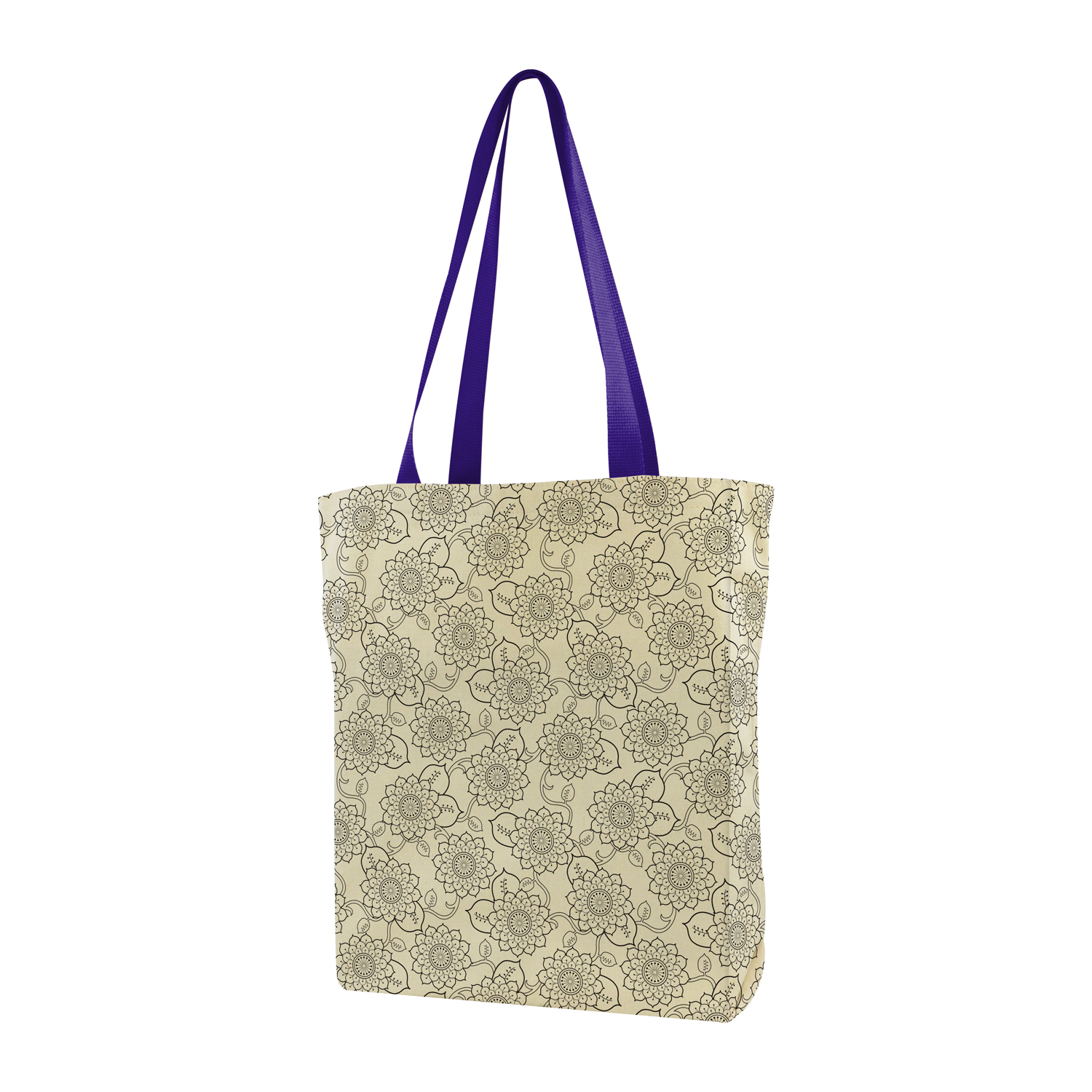 Made-to-Order Gusseted Tote All-Over Print in Purple handles - product view 13