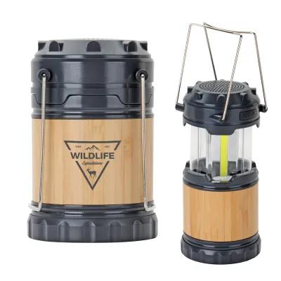 Bamboo Pop-Up Lantern with Bluetooth Speaker - 3.5 in