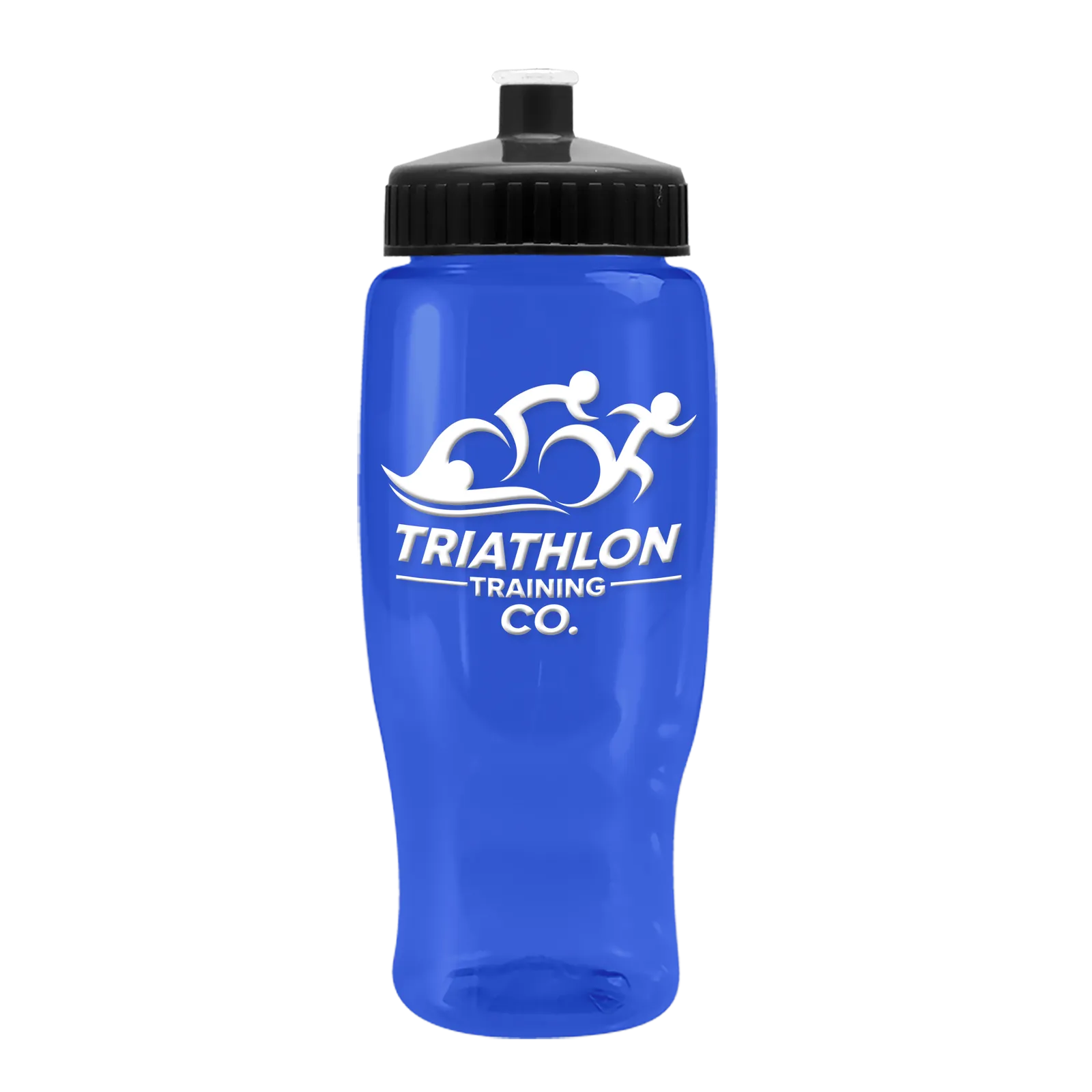 Poly+ Recycled Bottle with Push-Pull Lid - 27 oz. in Translucent Blue - product view 3