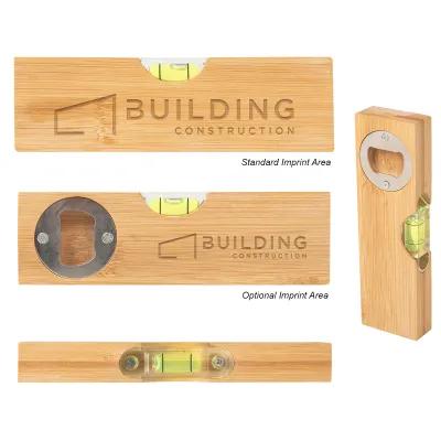 Bamboo Level with Bottle Opener - 6 x 1.75 x 0.75 in - product view 1