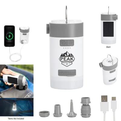 3-in-1 Portable Air Pump Solar Light Charger - 3 x 5 in