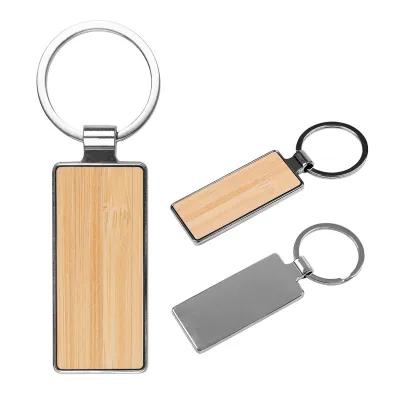 Harlow Bamboo Key Tag Zinc Alloy Split Ring - 1 x 2.5 in - product view 2