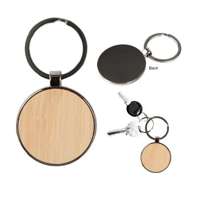 Jocelyn Bamboo Key Tag Round Zinc Alloy - 1.25 in - product view 1