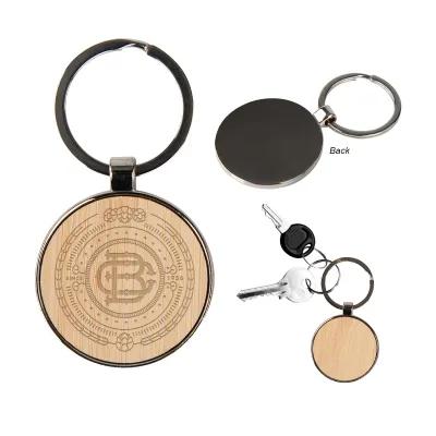 Jocelyn Bamboo Key Tag Round Zinc Alloy - 1.25 in - product view 2