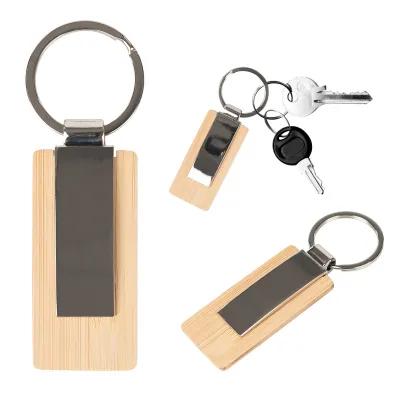 Bamboo Key Tag Rectangular Zinc Alloy - 1 x 2.5 in - product view 1