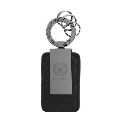 Leatherette Carabiner Key Tag 3 Split Rings - 1.38 x 2.38 in