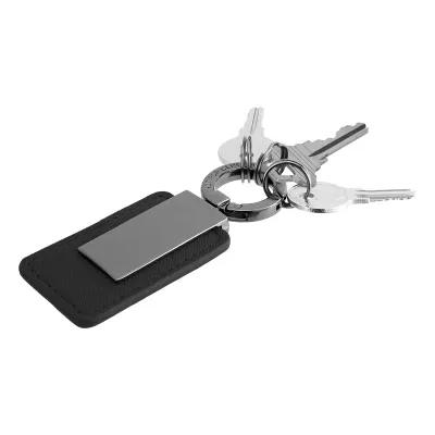 Leatherette Carabiner Key Tag 3 Split Rings - 1.38 x 2.38 in - product view 3