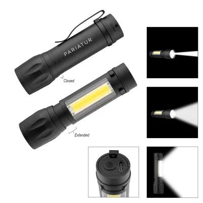 Rechargeable LED Flashlight with COB Worklight - 3.75 in