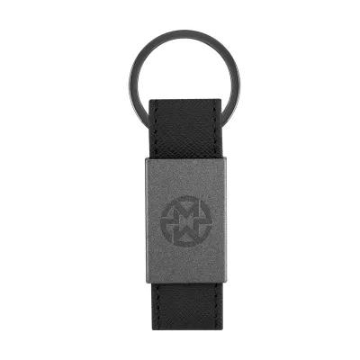 Leatherette Key Tag with Split Ring - 1 x 3 in