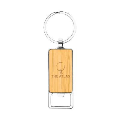 Bamboo Key Tag with Bottle Opener Zinc Alloy - 3 x 1 in