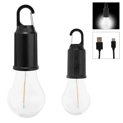Rechargeable Vintage LED Bulb Light with Carabiner - 2.25 in - product view 2