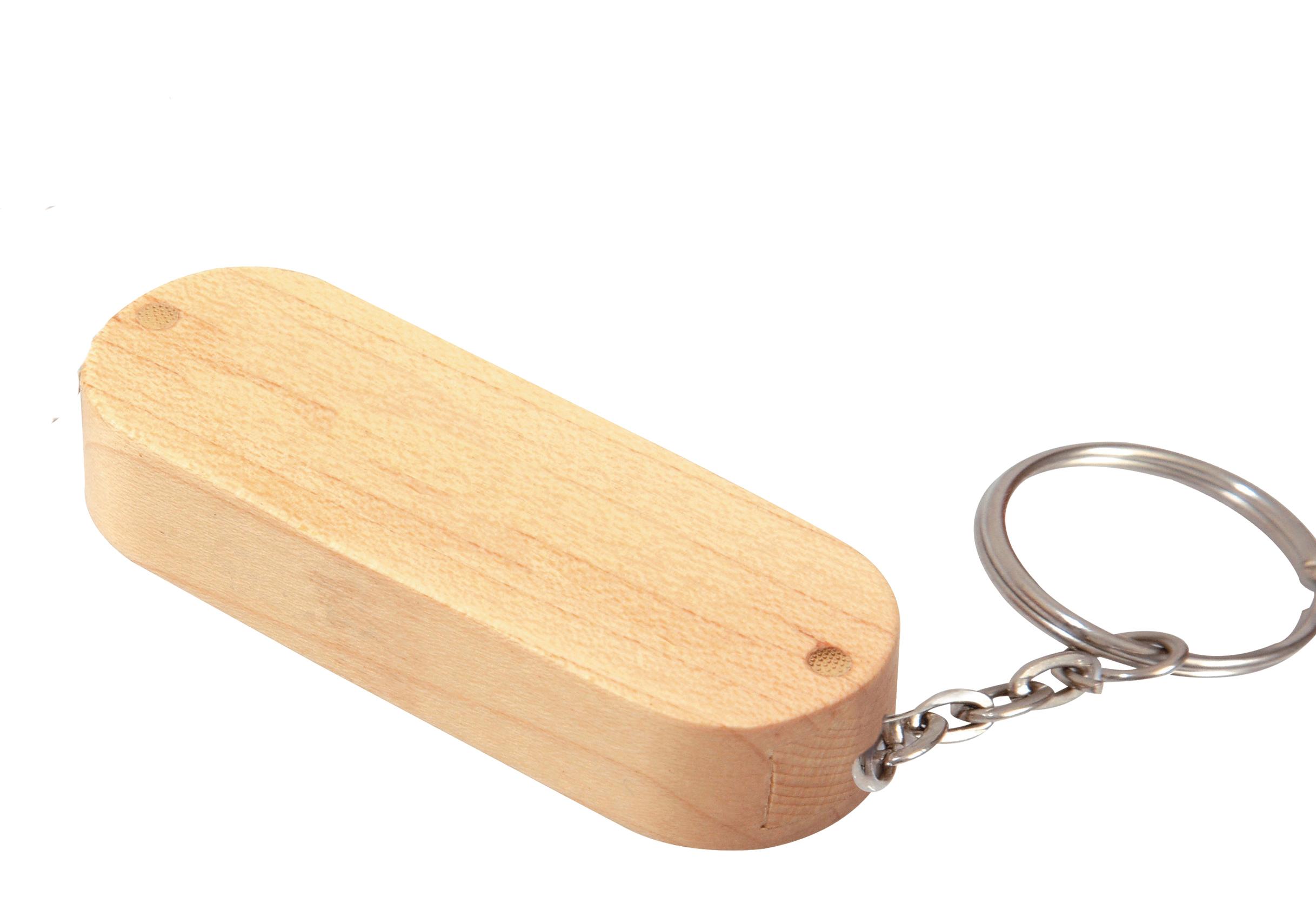 Universal Source® 4 GB Bamboo Bullet Keyring USB 2.0 Flash Drive in Natural - product view 2