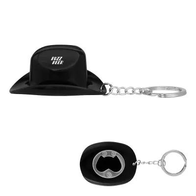 Bottle Opener Keychain Cowboy Hat Shape - 2 x 1.75 in