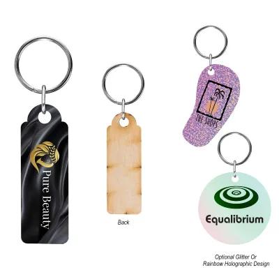 Wood Key Tag Full Color Edge-to-Edge - 3 x 1 in