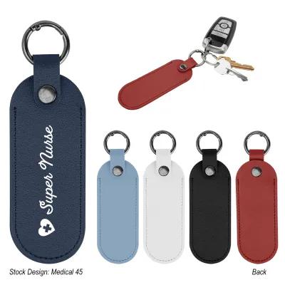 Custom Keychains Leatherette Tag with Carabiner - 1.5 x 4 in