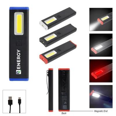 Rechargeable COB Flashlight Slim Clip Design - 1.25 x 4.25 in