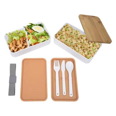 Bento Lunch Box Stackable Bamboo Lid with Utensils - 7.25 in - product view 5