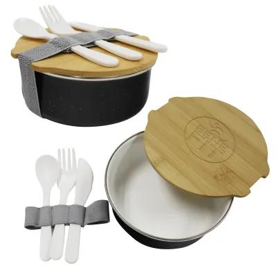 Bento Box Enamel Campfire Style with Utensils - 6 in