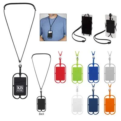 Custom Lanyard Silicone Phone Holder Wallet - 21 in