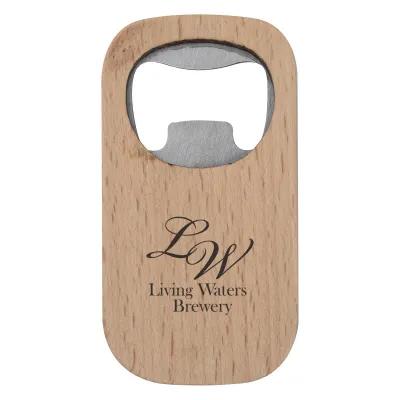 Wooden Bottle Opener with Natural Finish - 1.5 x 2.75 in - product view 1