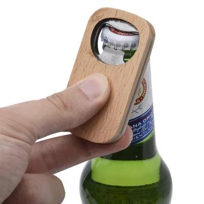 Wooden Bottle Opener with Natural Finish - 1.5 x 2.75 in - product view 3