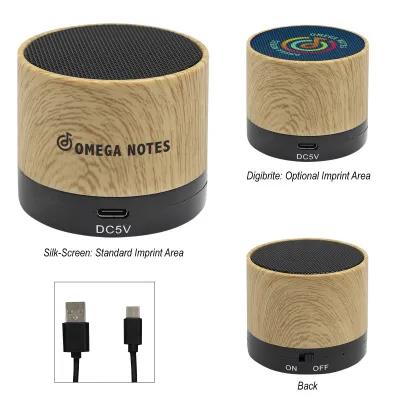 Wood Grain Wireless Speaker with Type-C - 2.25 in