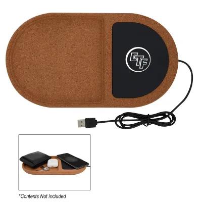Cork Wireless Charging Pad with Desktop Organizer - 10.5 in