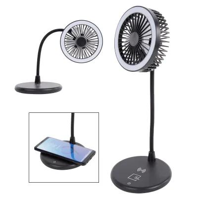 Desktop Fan with LED Ring Light Wireless Charger - 10 in