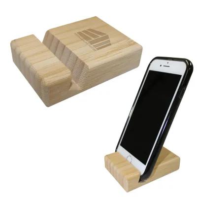 Bamboo Block Phone Stand Multi-Device Compatible - 3 in