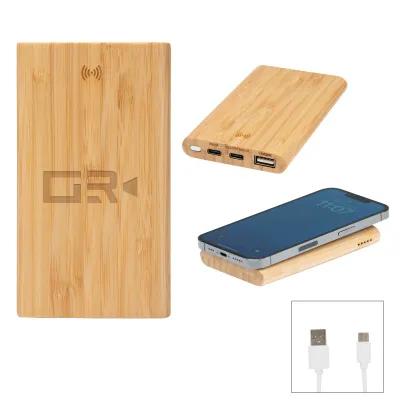 Power Bank Bamboo Wireless Charger - 5,000 mAh