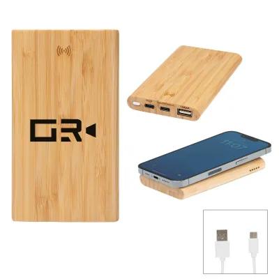 Power Bank Bamboo Wireless Charger - 5,000 mAh - product view 1