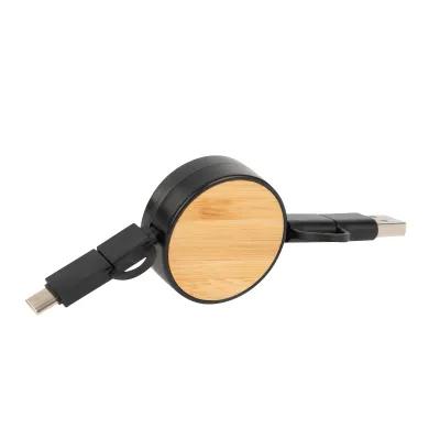 Charging Cable Bamboo Retractable 3-in-1 - product view 6