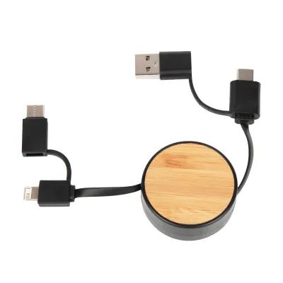Charging Cable Bamboo Retractable 3-in-1 - product view 7