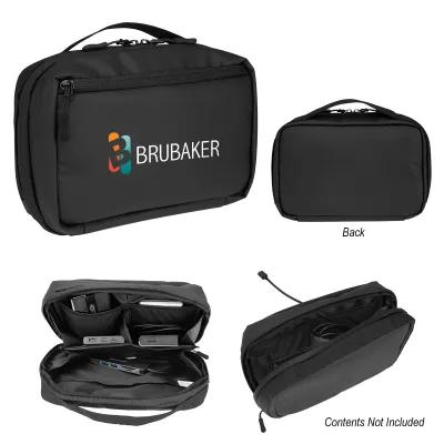 Recycled Tech Organizer Pouch with Cord Access - 9 x 6 in