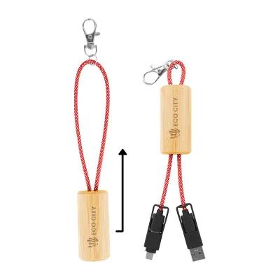 Bamboo Multi-Device Charging Cable Slider - 11.75 in - product view 2