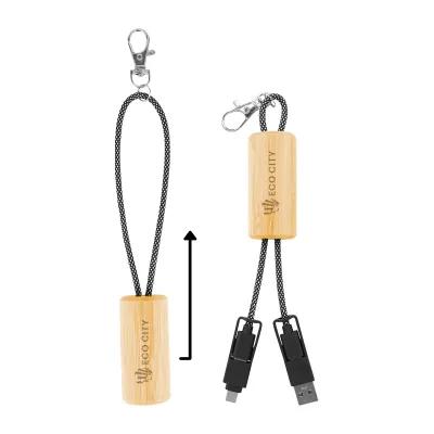 Bamboo Multi-Device Charging Cable Slider - 11.75 in - product view 3