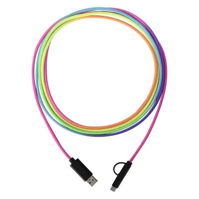 3-in-1 Rainbow Braided Charging Cable - 10 ft - product view 1