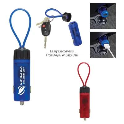 Luminous USB Car Charger Key Strap with Glow - 4.75 x 1 in