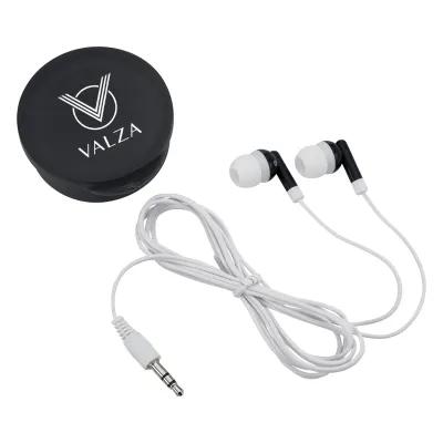 Wired Earbuds in Round Protective Plastic Case - 2 in Diameter - product view 2