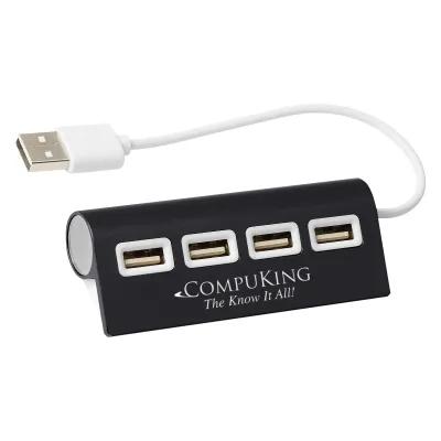 USB Hub 4-Port Aluminum Wave - 3.5 x 1.5 in