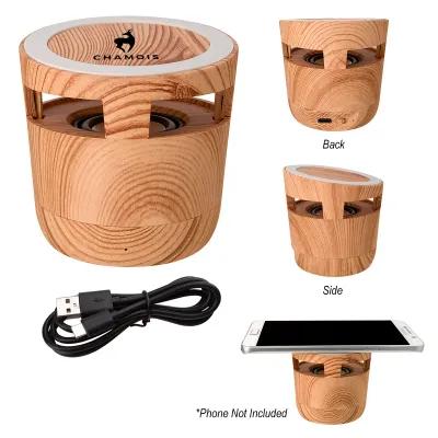 Wireless Charging Pad Speaker Woodgrain - 3 in Diameter