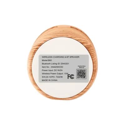 Wireless Charging Pad Speaker Woodgrain - 3 in Diameter - product view 3