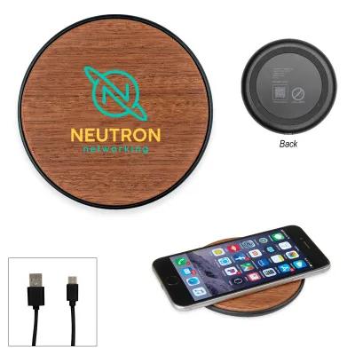 Wood Wireless Charging Pad with Type-C - 4 in Diameter