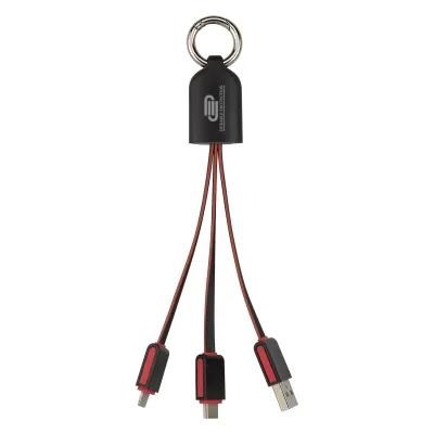 3-in-1 Light Up Charging Cable with Carabiner - 6 in