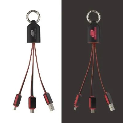 3-in-1 Light Up Charging Cable with Carabiner - 6 in - product view 3