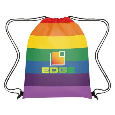 Custom Polyester Drawstring Sports Pack Rainbow - 14 x 18 in