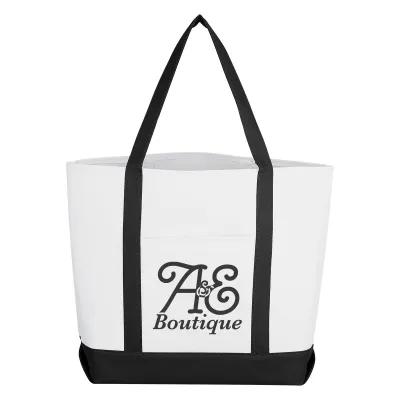 Custom Tote Bag Polyester Shopper Front Pocket - 15 x 11 in