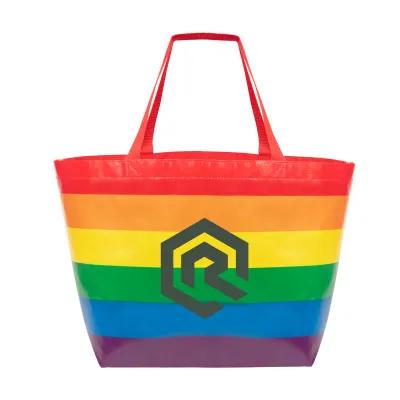 Custom Tote Bag Laminated Non-Woven Rainbow - 19.5 x 11.75 x 7.75 in - product view 1
